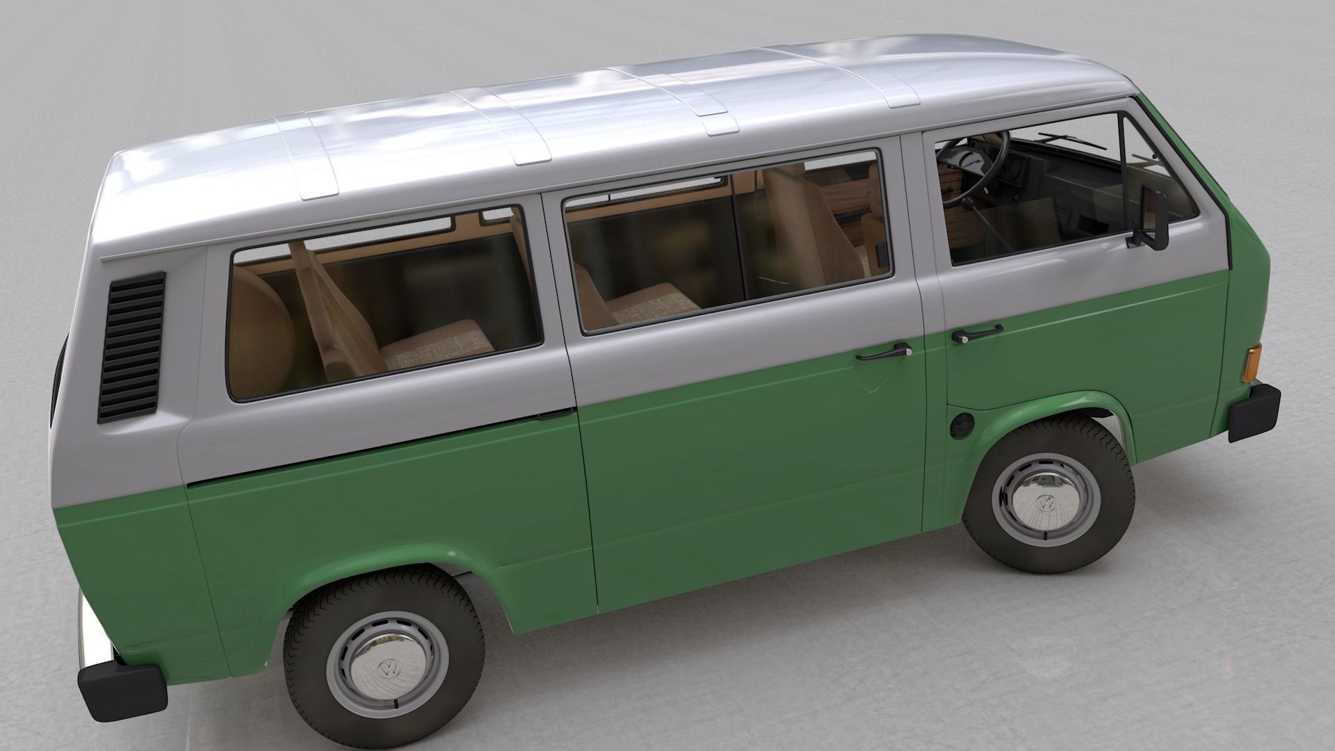 VOLKSWAGEN T3 TRANSPORTER CARAVELLE 1982 3D model_10