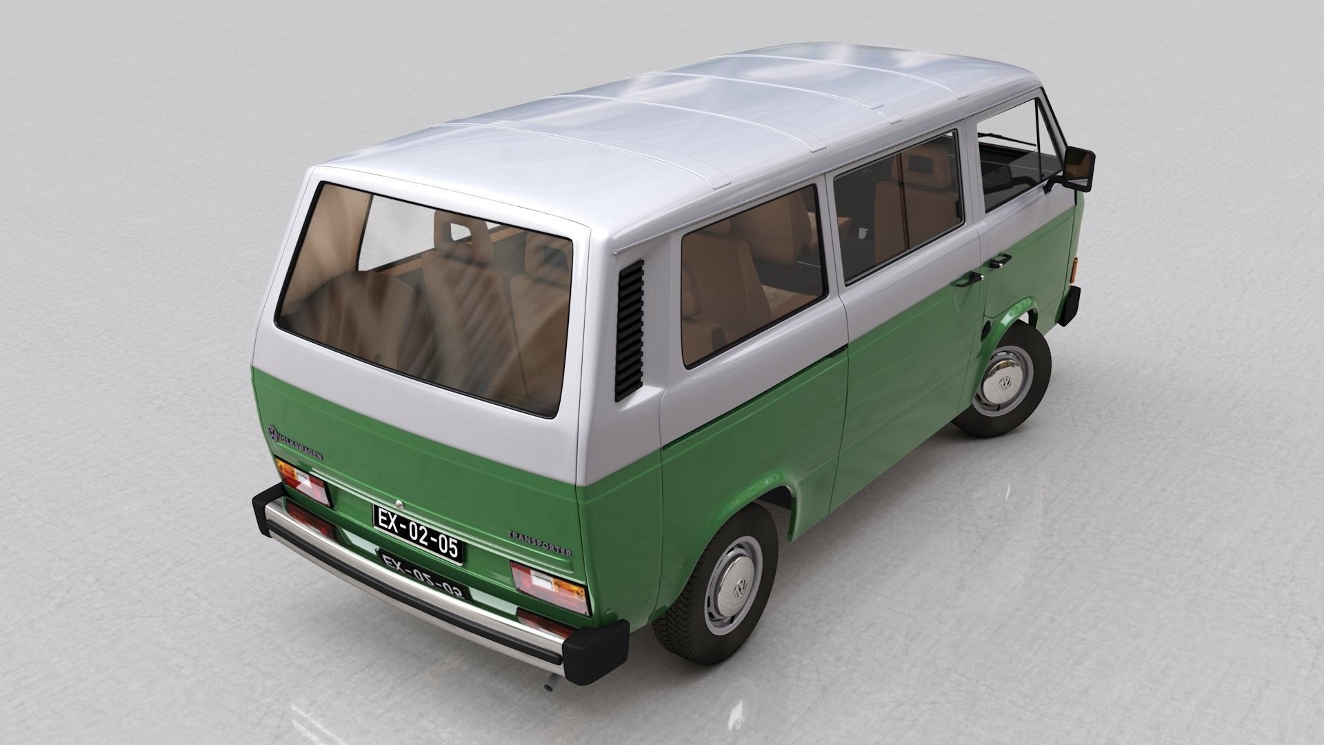 VOLKSWAGEN T3 TRANSPORTER CARAVELLE 1982 3D model_4
