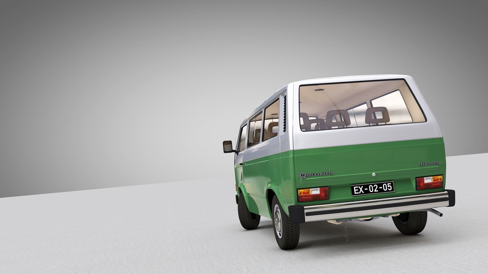 VOLKSWAGEN T3 TRANSPORTER CARAVELLE 1982 3D model_5