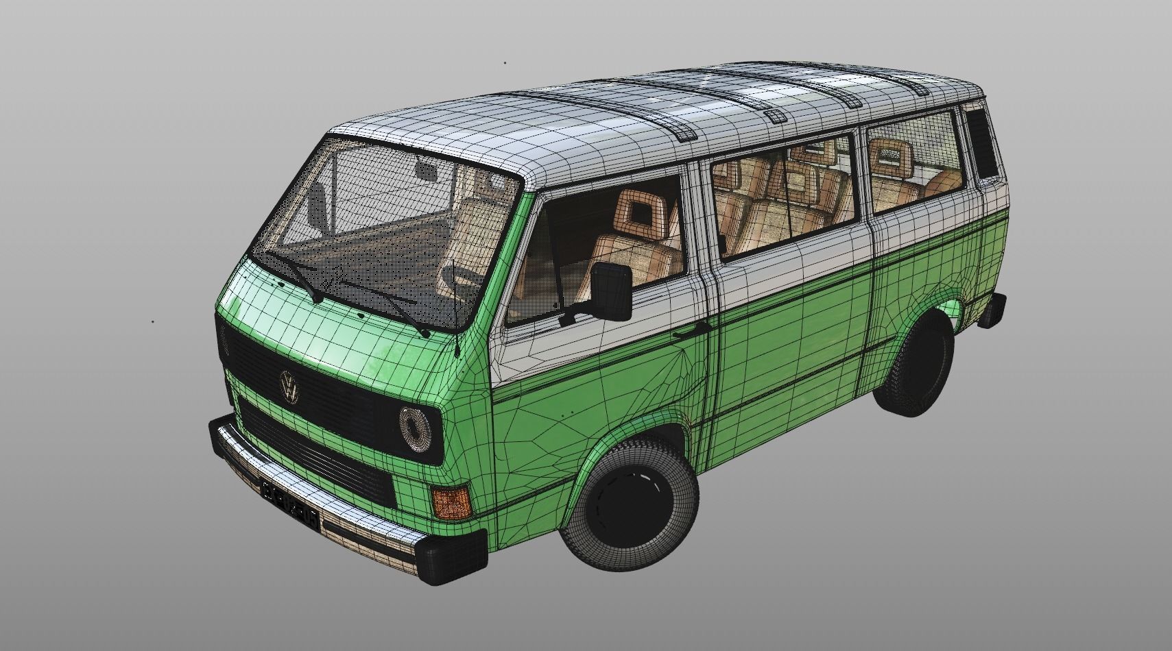 VOLKSWAGEN T3 TRANSPORTER CARAVELLE 1982 3D model_11