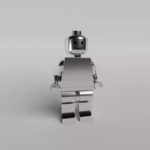 Lego Mini Figure Base Silver Free low-poly 3D model