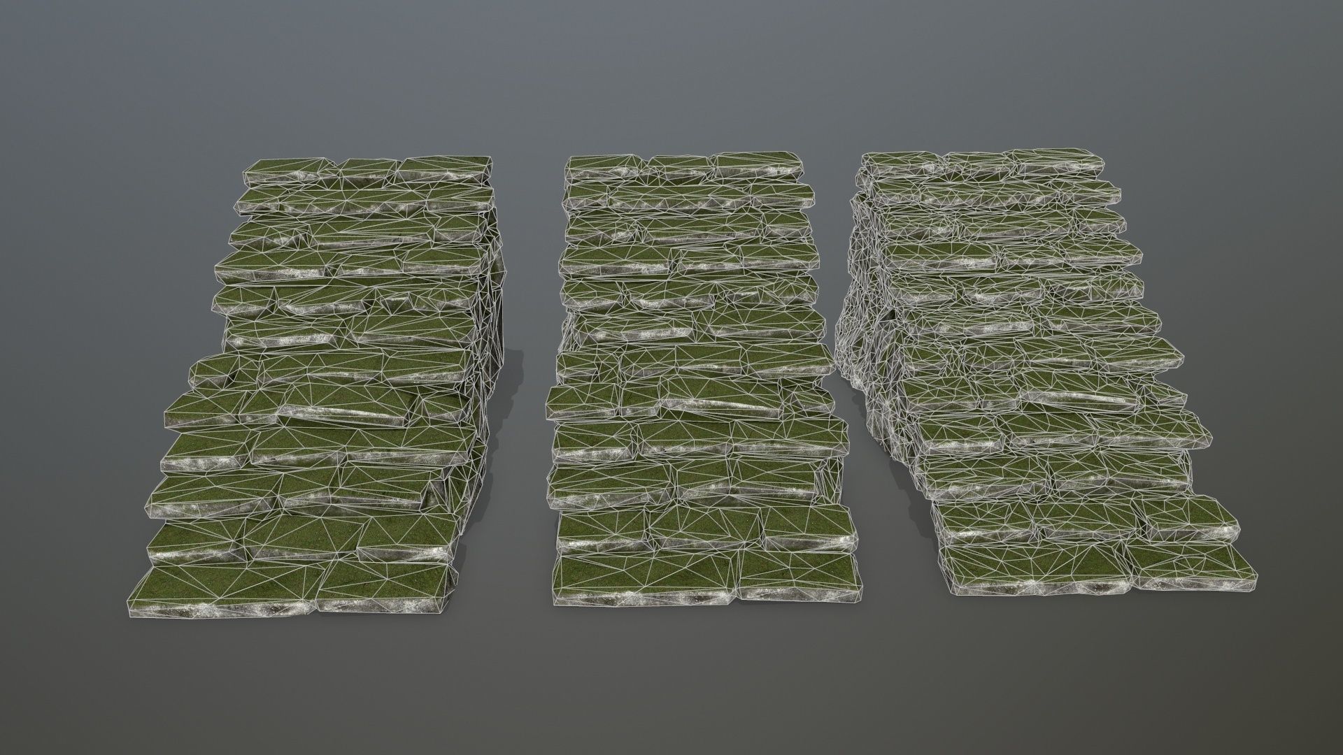stairs stone wall with grass Low-poly 3D model_14