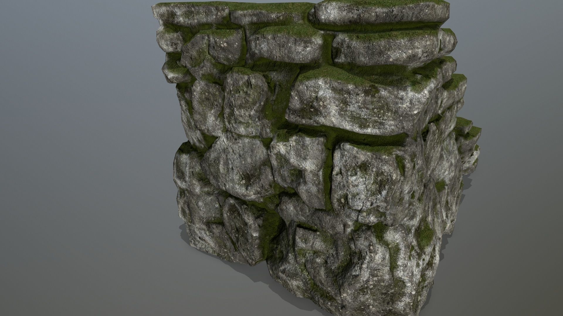 stairs stone wall with grass Low-poly 3D model_8