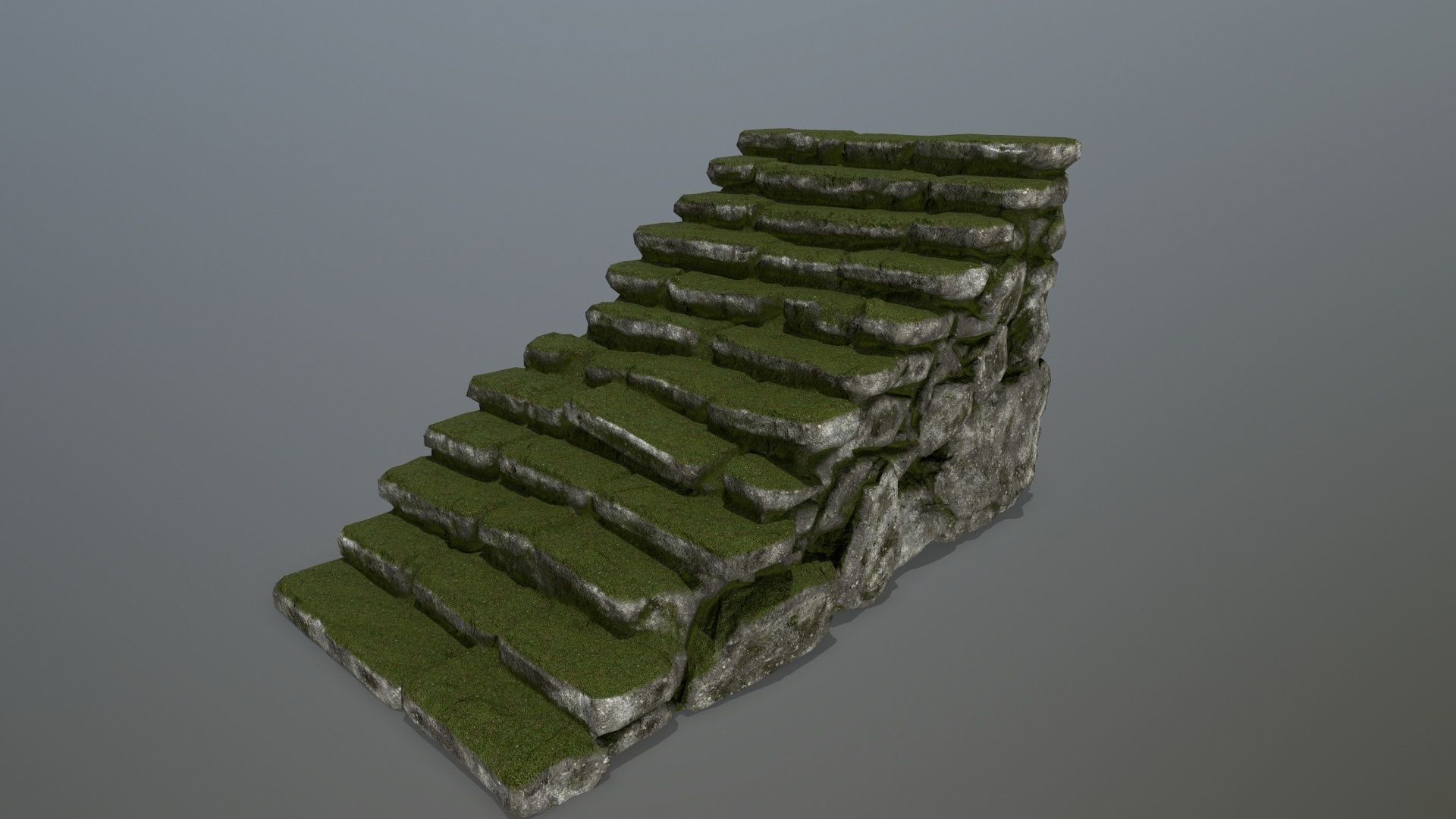 stairs stone wall with grass Low-poly 3D model_5