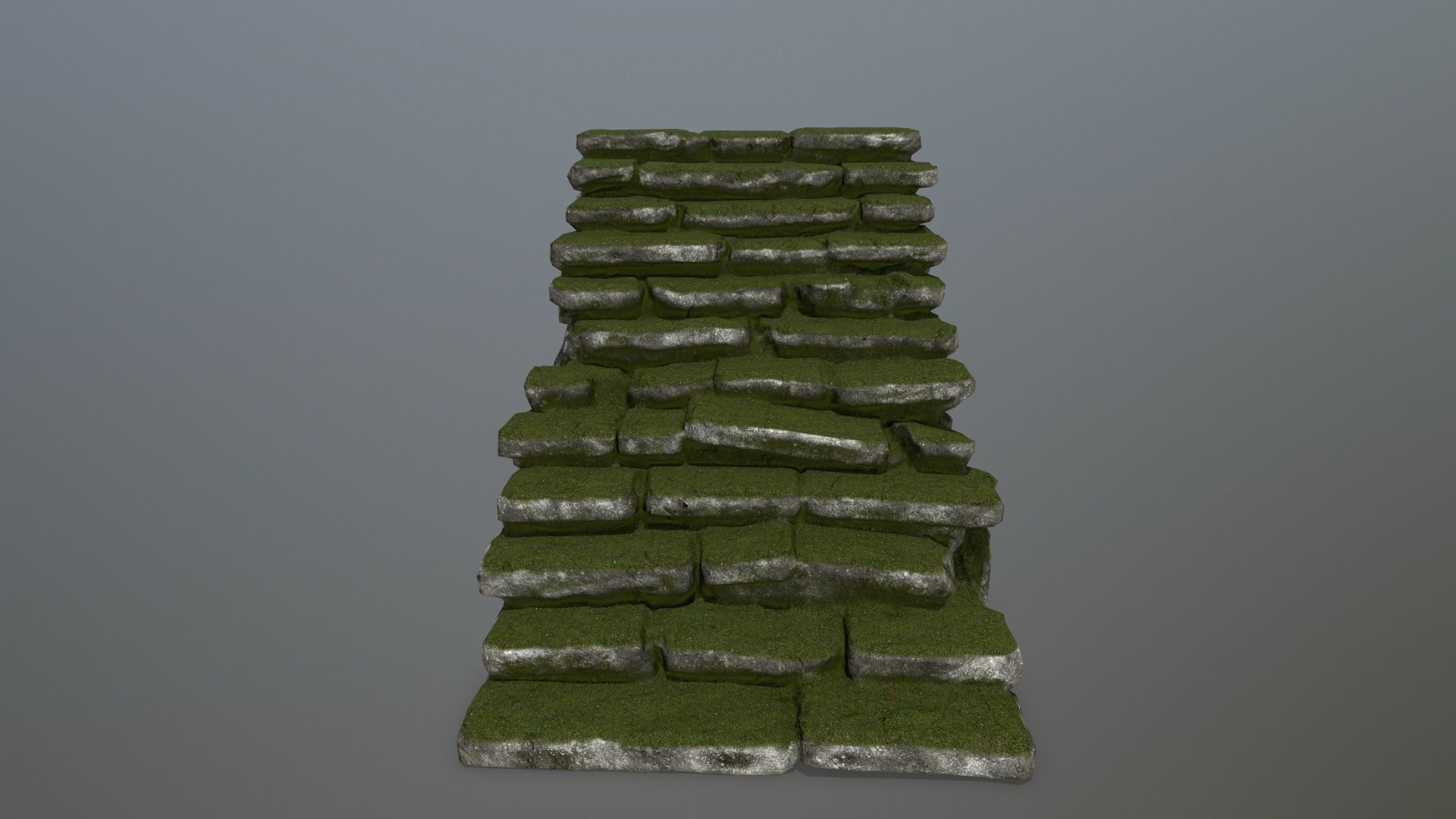 stairs stone wall with grass Low-poly 3D model_6