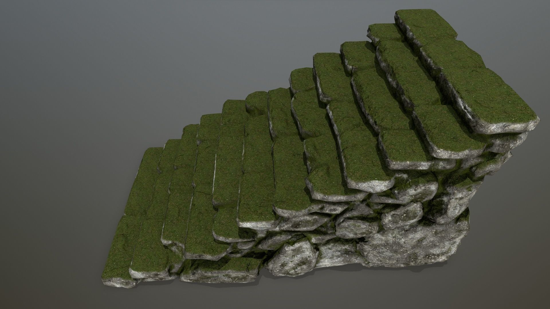 stairs stone wall with grass Low-poly 3D model_11
