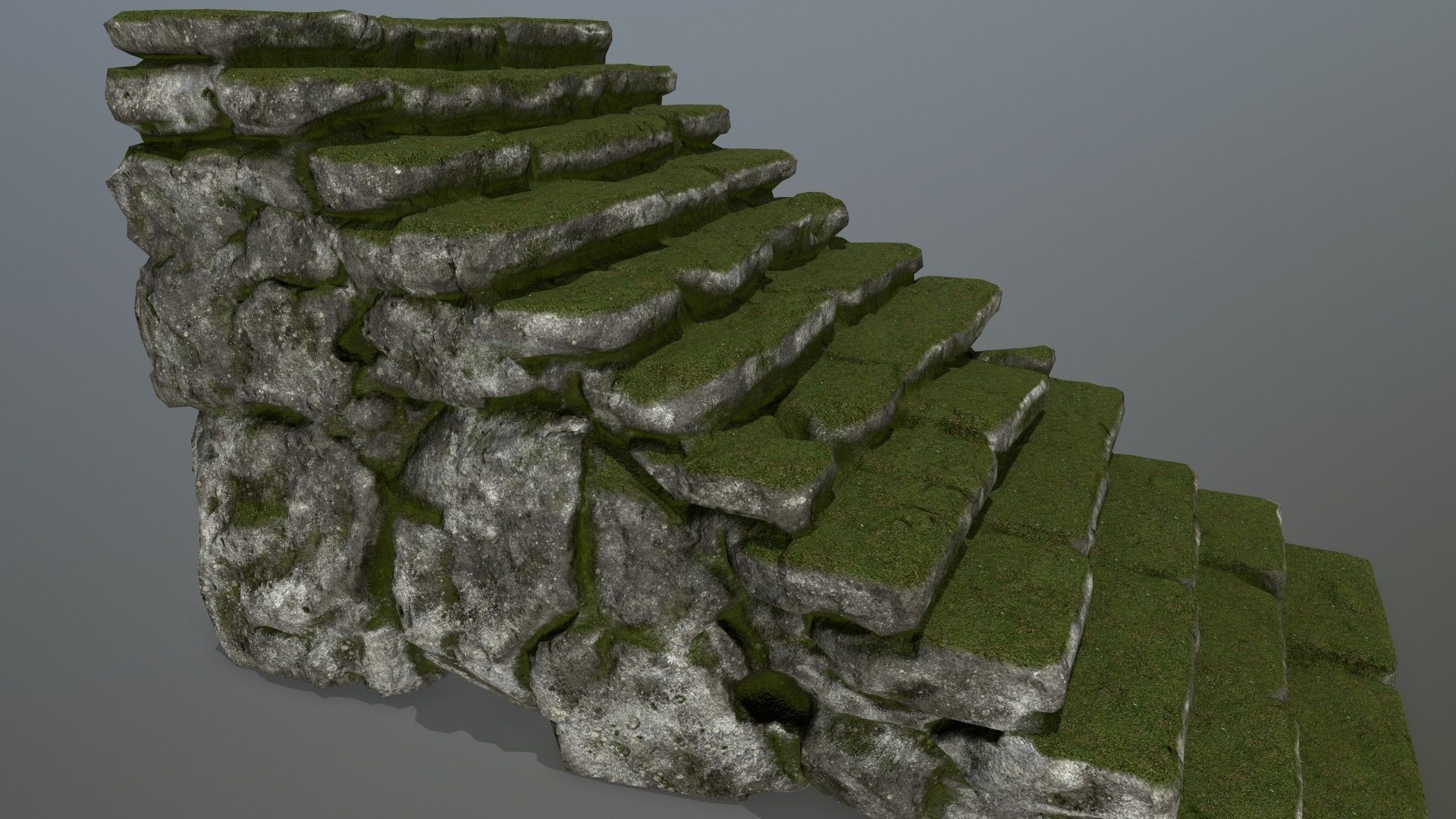 stairs stone wall with grass Low-poly 3D model_7