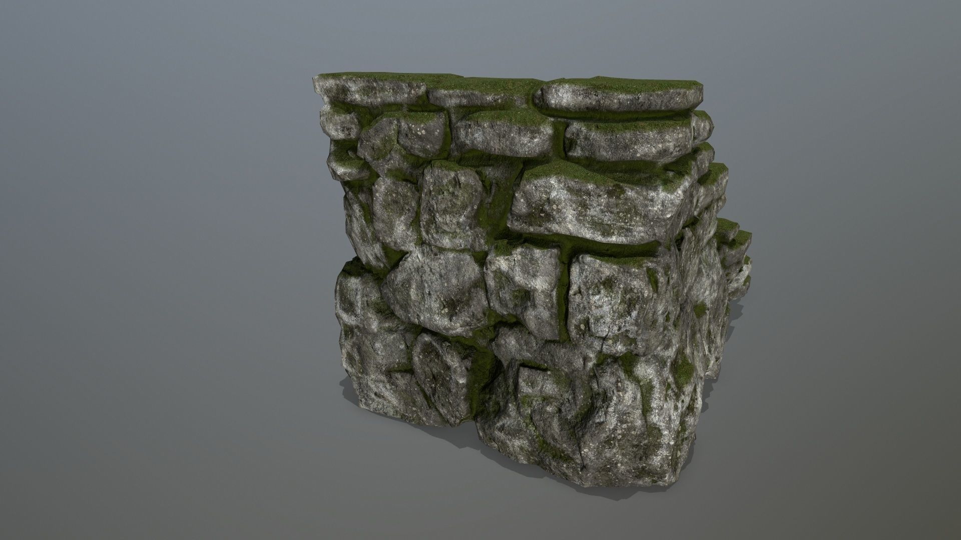 stairs stone wall with grass Low-poly 3D model_2