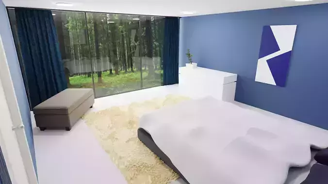 Simple Bedroom Design 3D model
