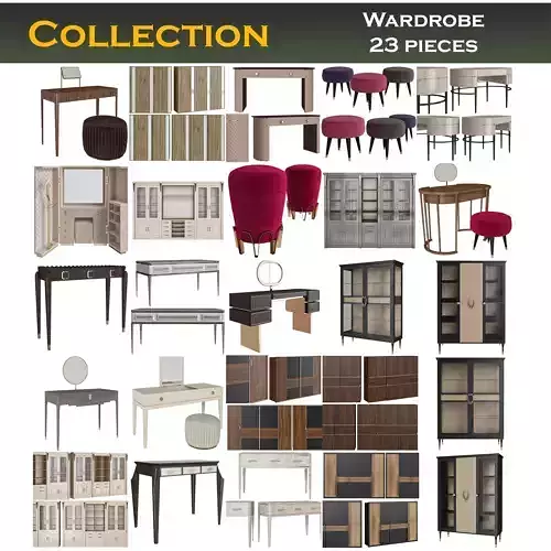 Chest of drewers and wardrobe Collection 3d model