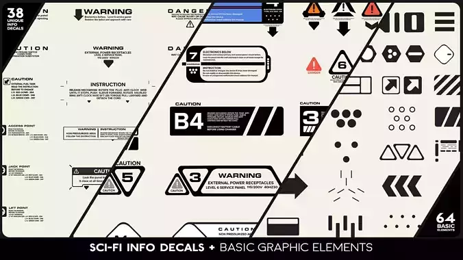SCI-FI Info Decals  and  Basic Graphic Elements Texture