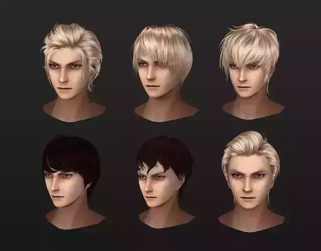  men man hair boy hair hair style 02 Low-poly 3D model