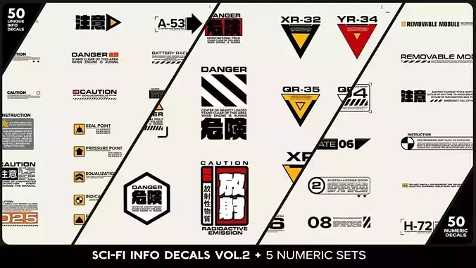 SCI FI Info Decals VOL 2 and Five Numeric Sets Texture