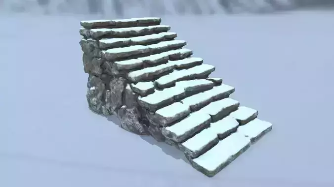 stairs set of stone steps in snow