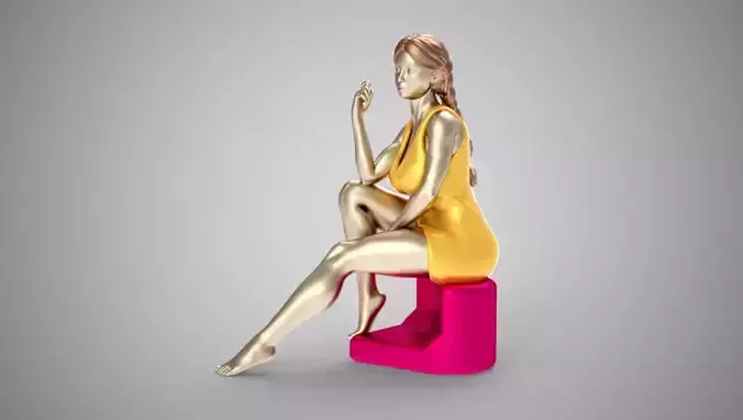 Young Beautiful Innocent Girl Sitting