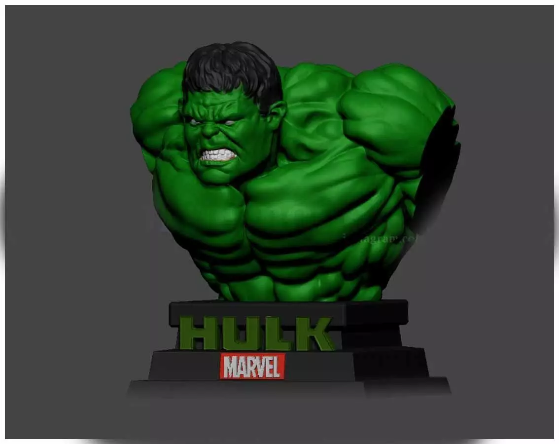 Hulk Bust Printable Statue Marvel Comic Statue STL  3D print model_0