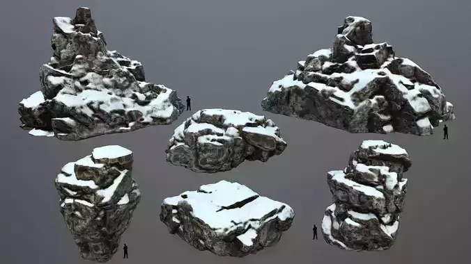 rocks snow covered rock