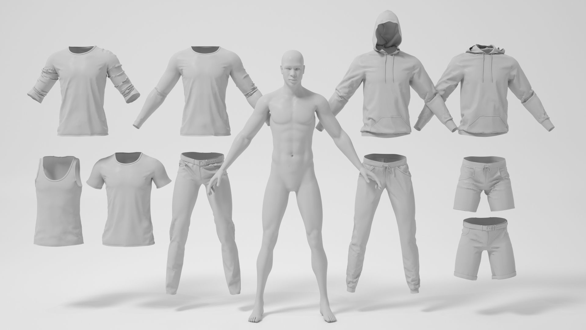 Male mannequins with clothes RELAXED pack 3D model_6