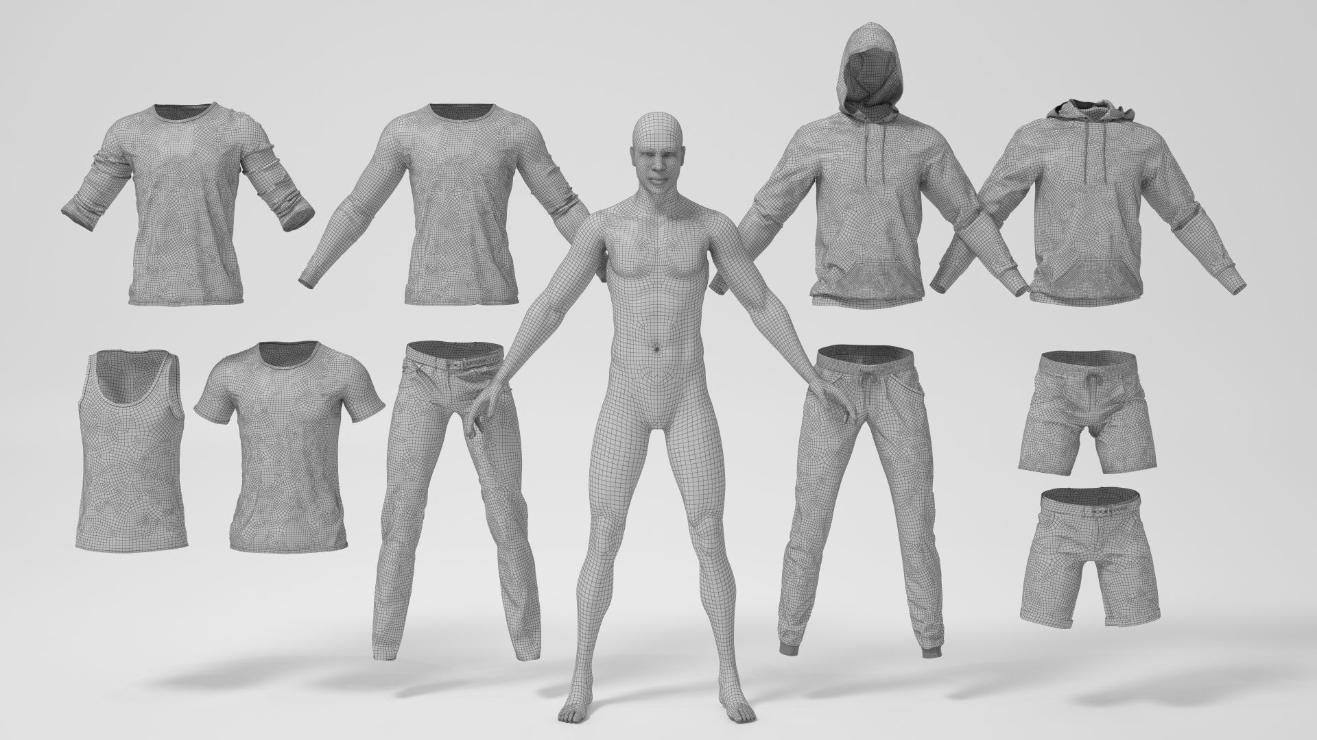 Male mannequins with clothes RELAXED pack 3D model_5
