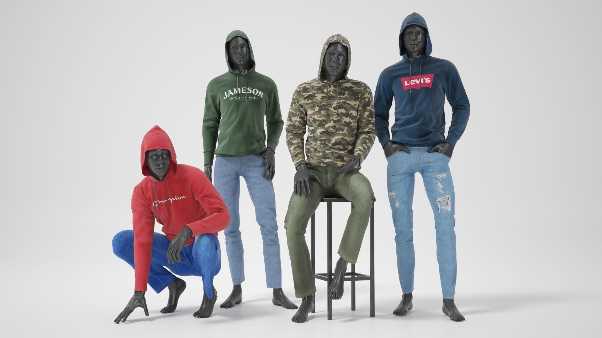 Male mannequins with clothes RELAXED pack 3D model_16