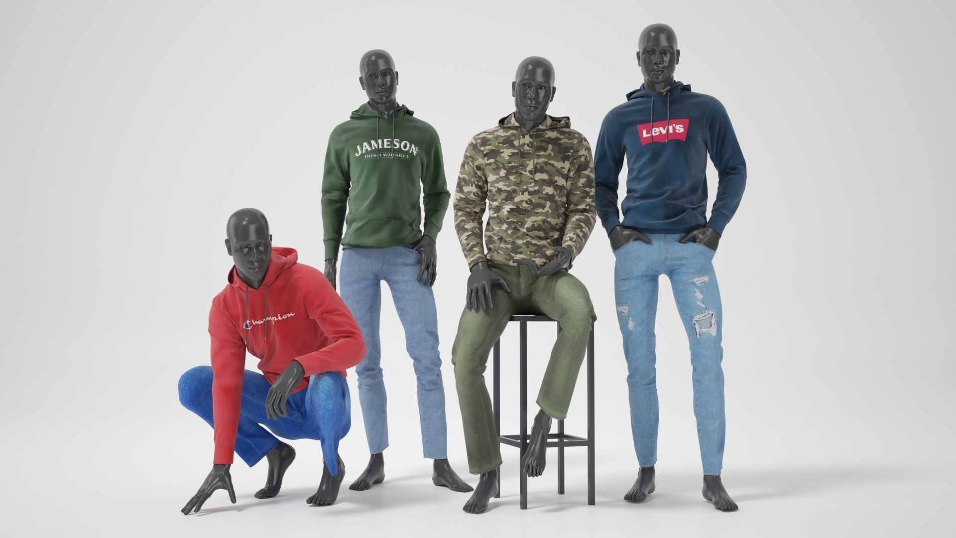 Male mannequins with clothes RELAXED pack 3D model_15