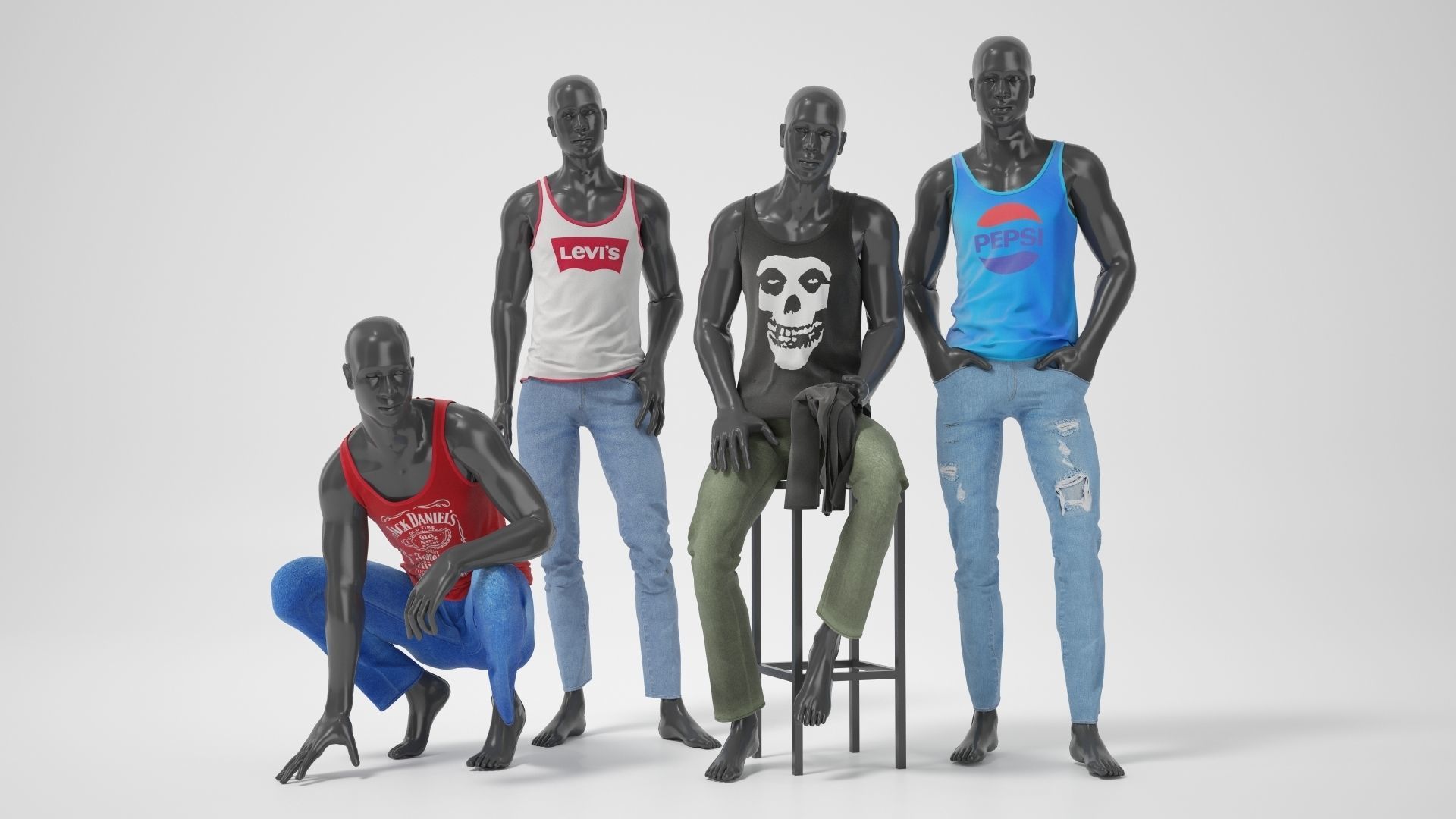 Male mannequins with clothes RELAXED pack 3D model_11