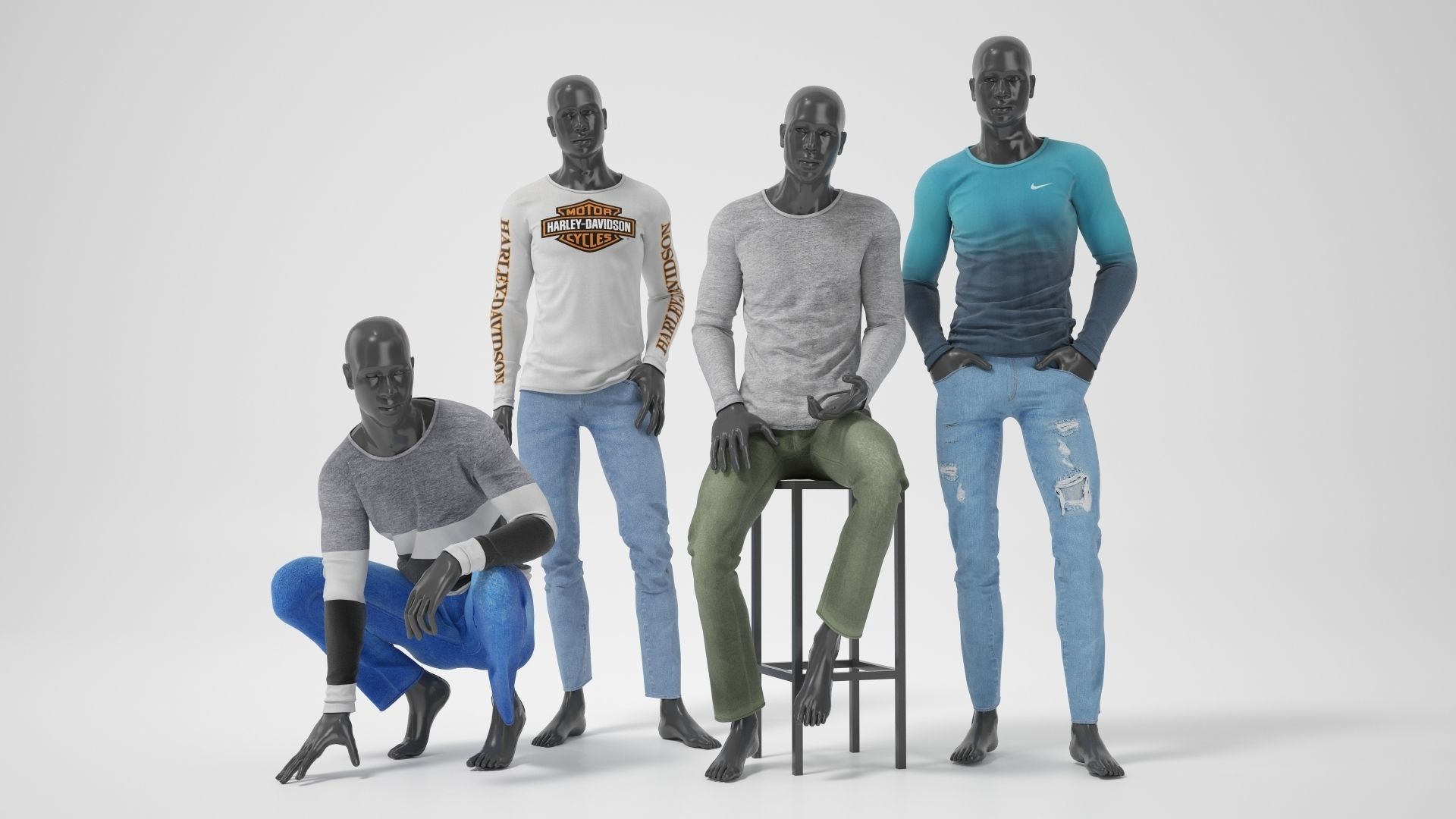 Male mannequins with clothes RELAXED pack 3D model_13