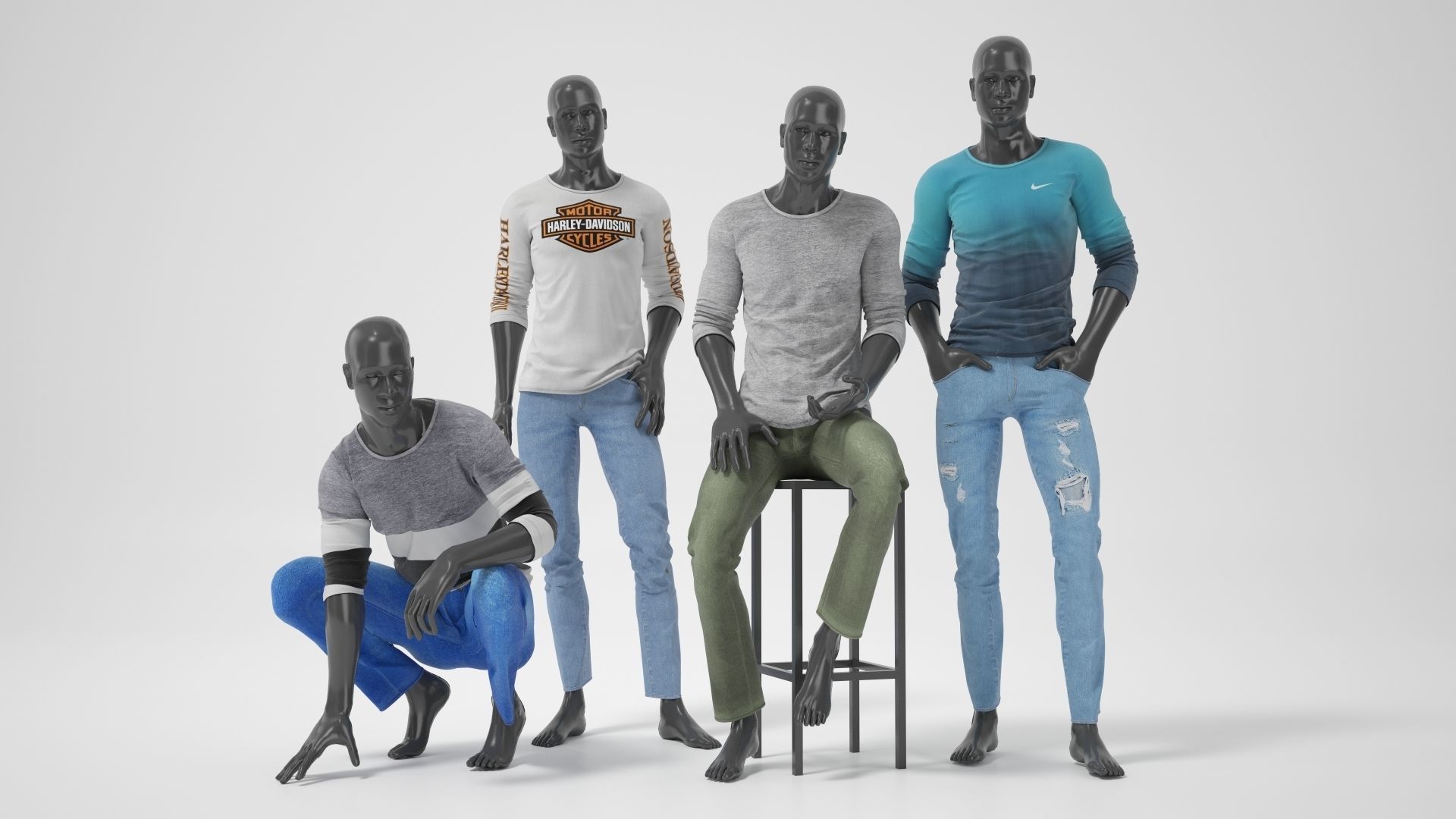 Male mannequins with clothes RELAXED pack 3D model_14