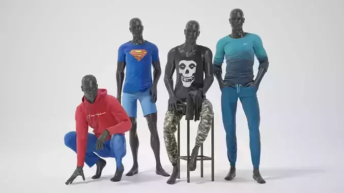 Male mannequins with clothes RELAXED pack 3D model
