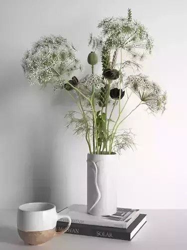 Plants Vase Books and Cup