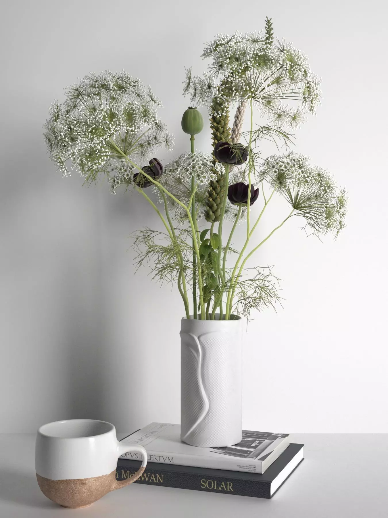 Plants Vase Books and Cup 3D model_0