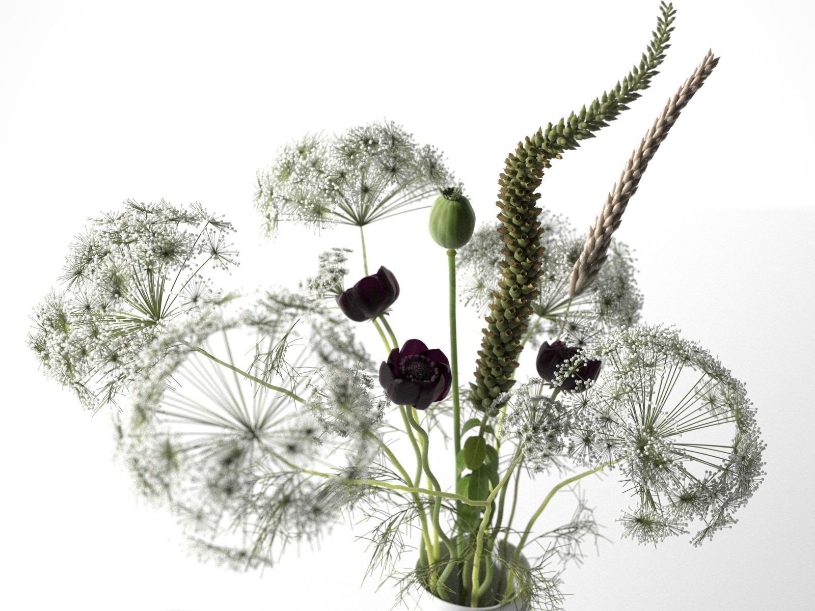 Plants Vase Books and Cup 3D model_2