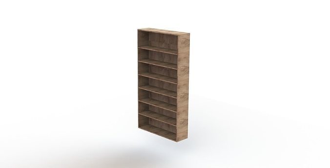 Library wooden bookcase 3D model