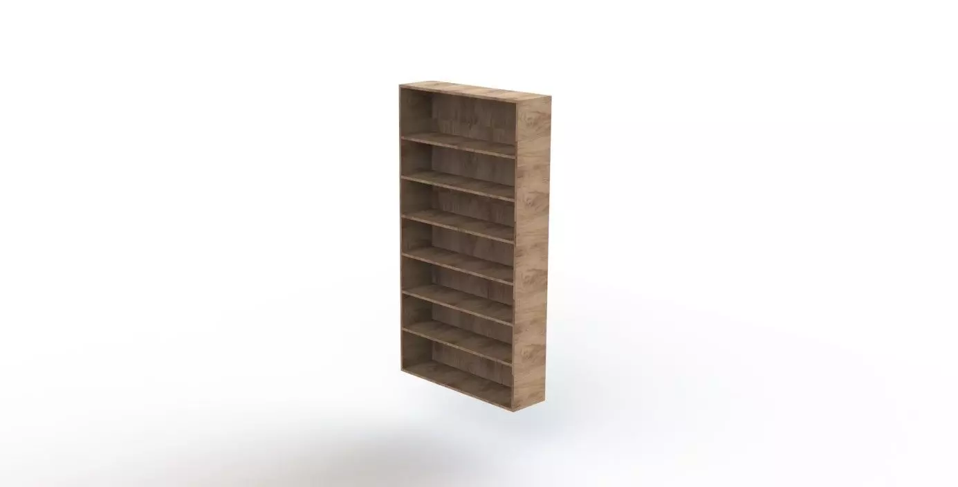 Library wooden bookcase 3D model_0