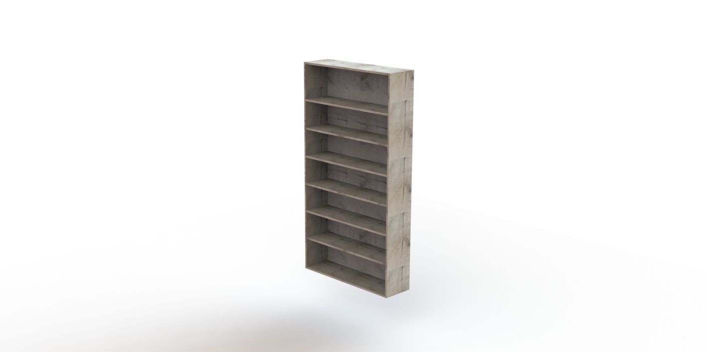 Library wooden bookcase 3D model_1