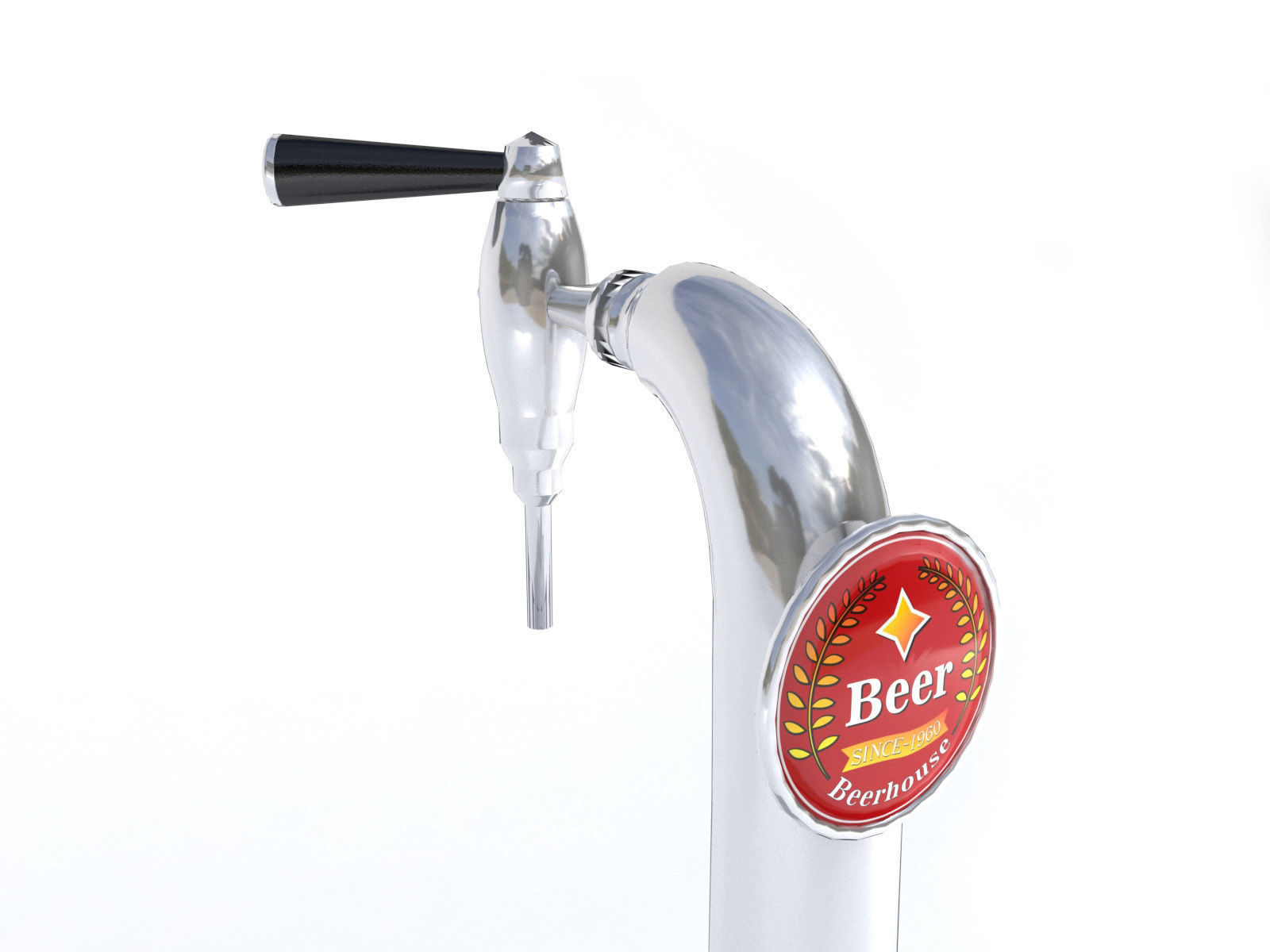 Bar beer tap  Low-poly 3D model_4