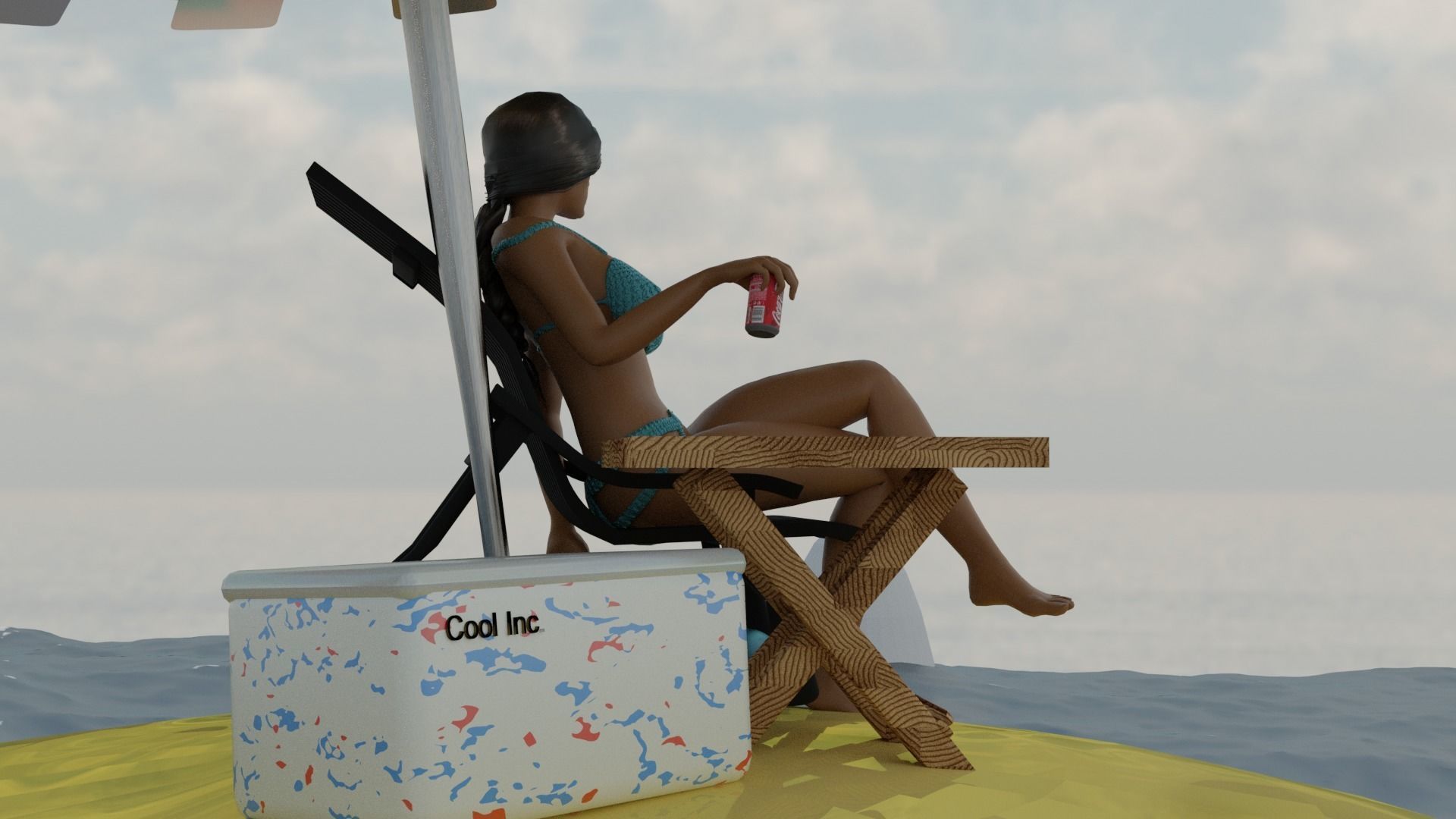 Latina Beach Girl plus extras 3D model_3
