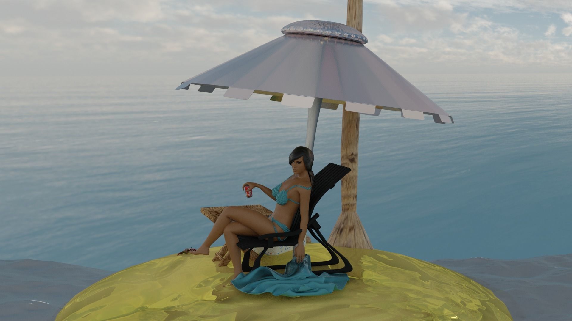 Latina Beach Girl plus extras 3D model_2