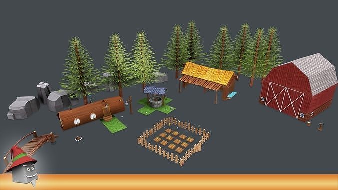 Farm Pack Hand Painted Low-poly 3D model