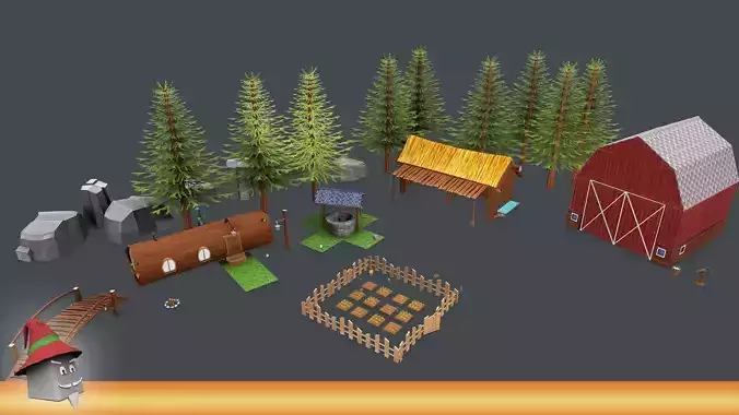 Farm Pack Hand Painted Low-poly 3D model