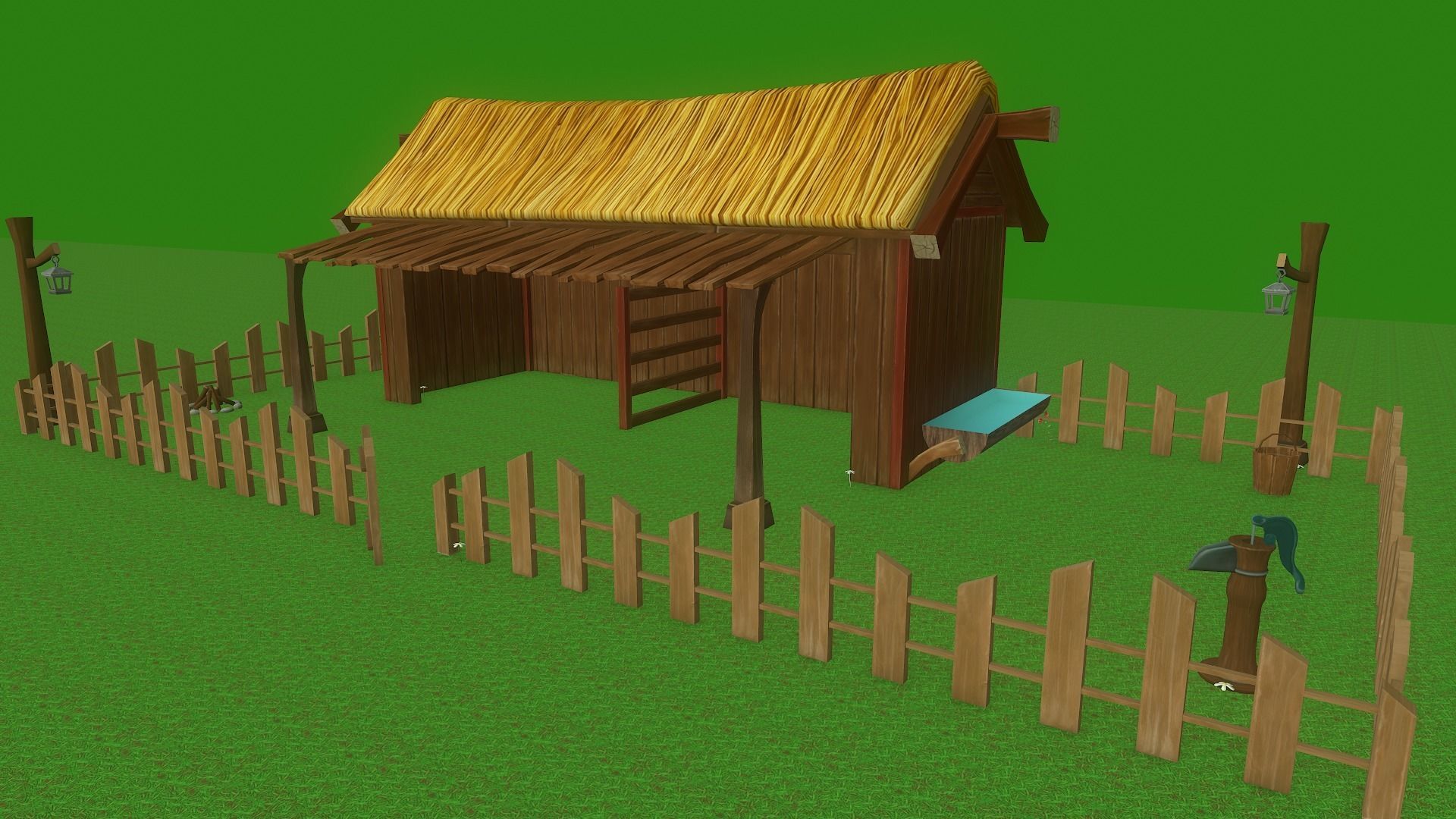 Farm Pack Hand Painted Low-poly 3D model_49