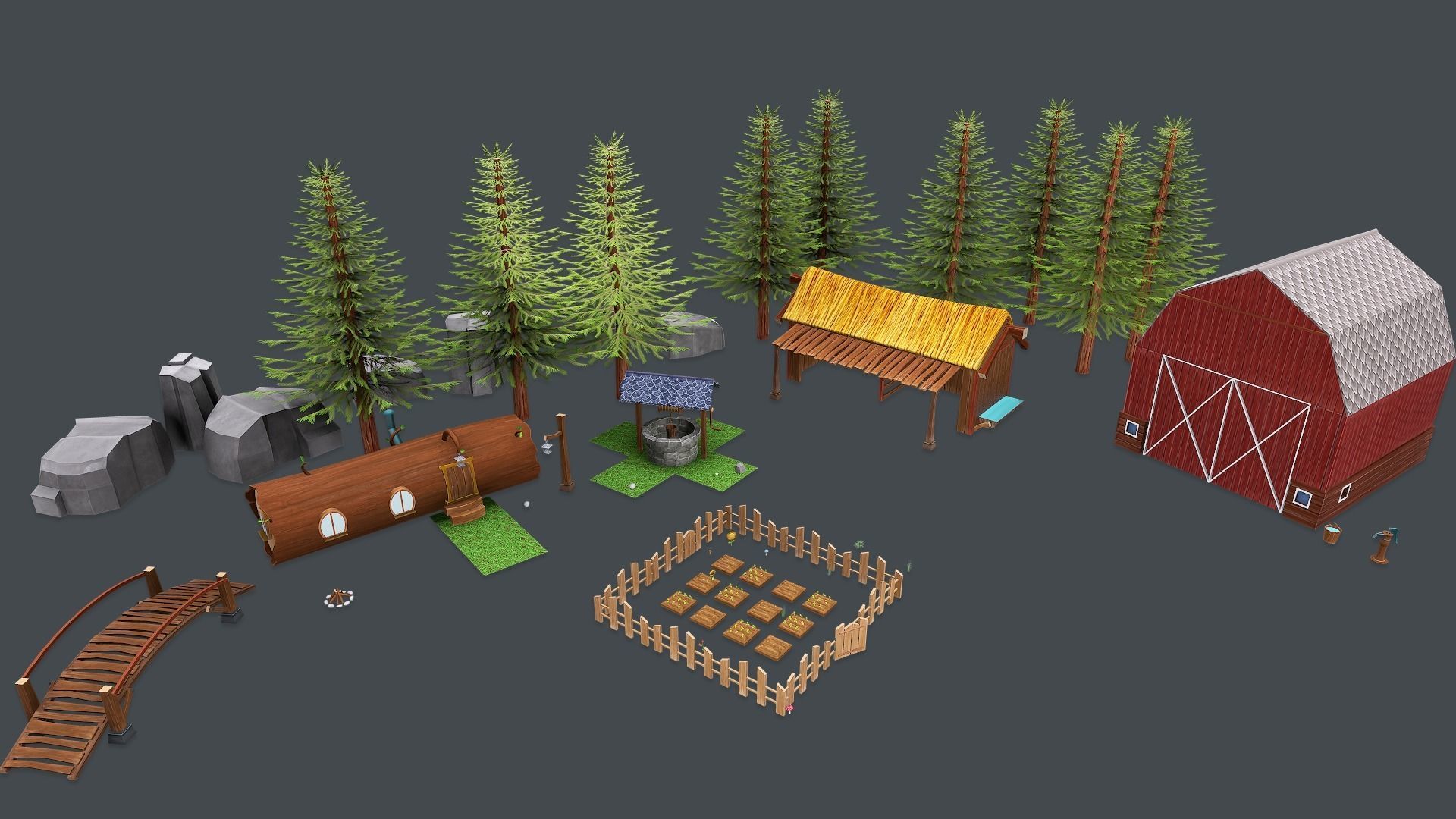 Farm Pack Hand Painted Low-poly 3D model_1