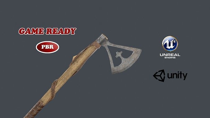 2H Low Poly Medieval Axe  Low-poly 3D model