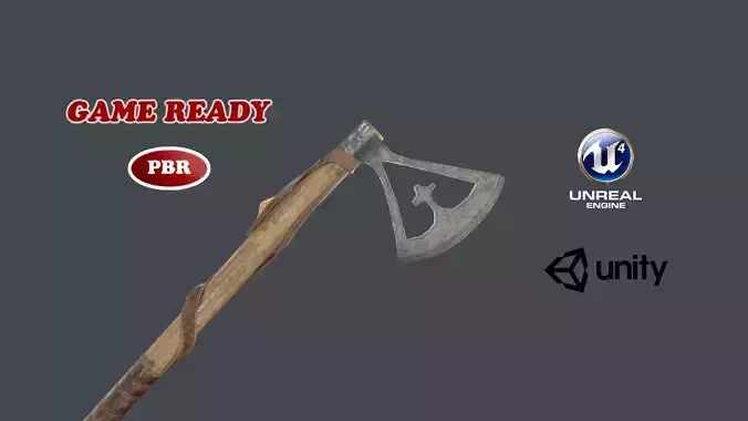 2H Low Poly Medieval Axe  Low-poly 3D model
