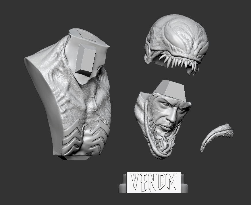  venom bust fan art 3D print model_6
