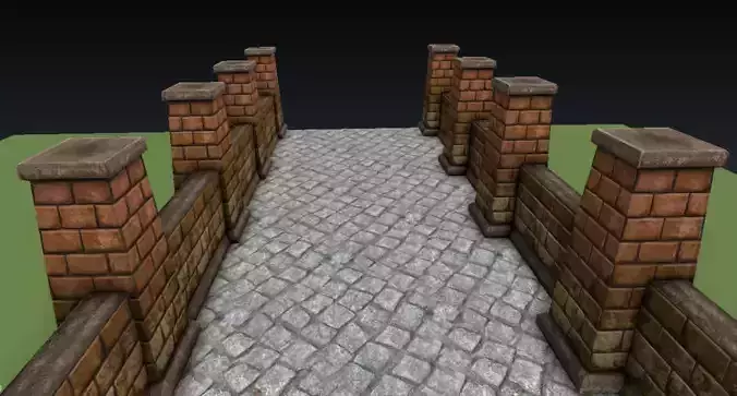 Lowpoly Column and Wall Low-poly 3D model