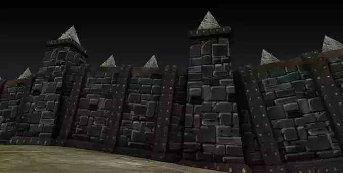 Lowpoly Column and Wall Low-poly 3D model