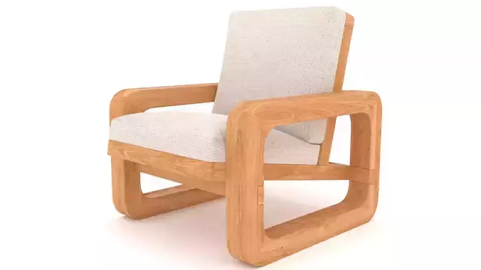 Wooden Armchair with Soft Seat - 3ds Max