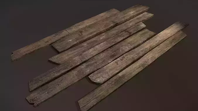 Wooden planks Low-poly 3D model