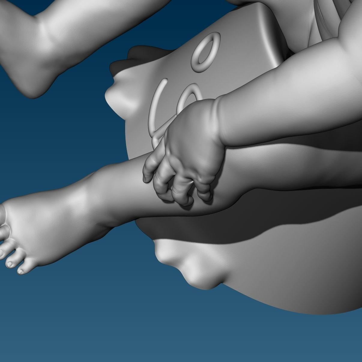 Baby at the potty HIGHPOLY 3D Print 3D print model_4